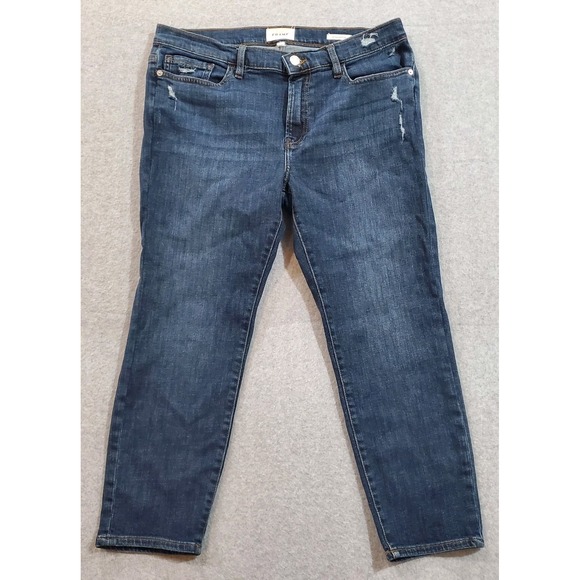 Frame Denim Size 30 - Le Garcon Crop Denim Jeans Pants Distressed - Picture 1 of 9